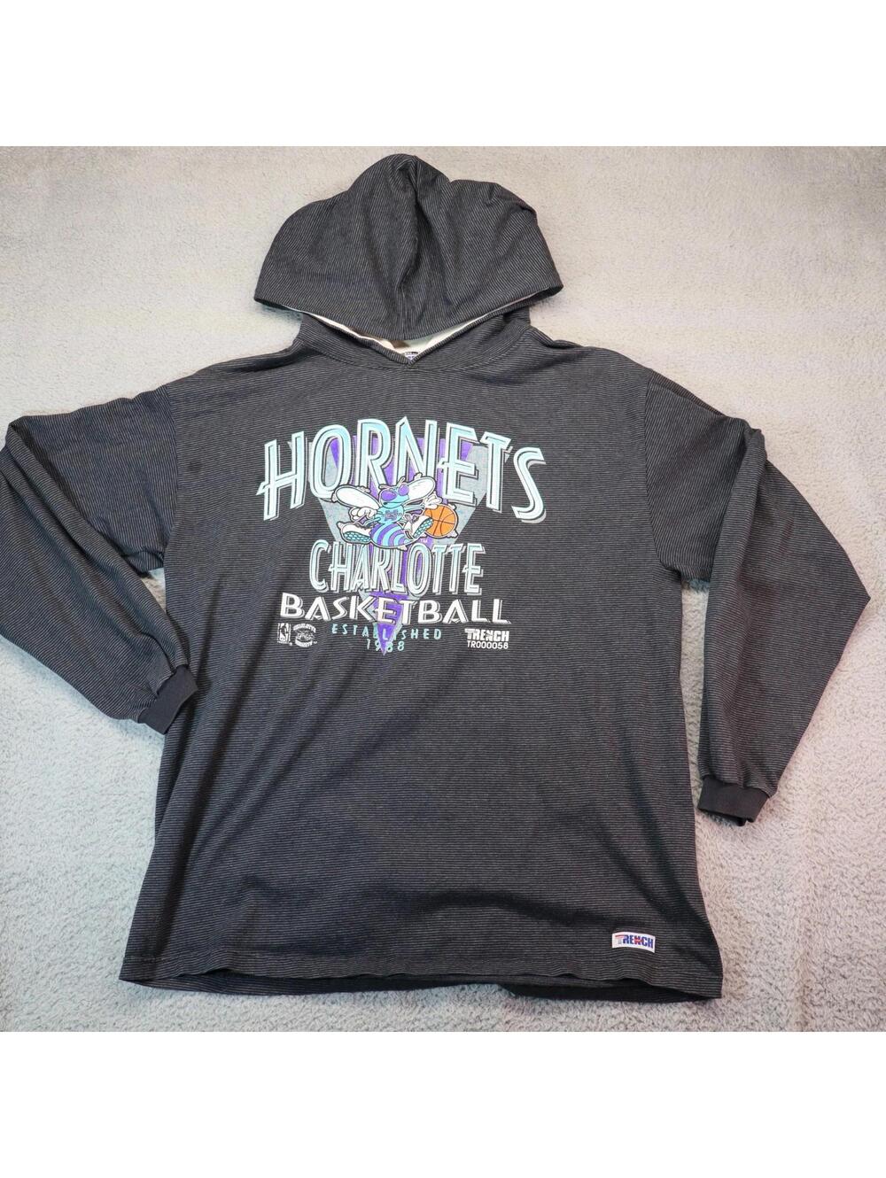 Trench Hoodie Charlotte Hornets Men XL made USA NBA